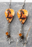 Running Horse Guitar Pick Earrings with Stainless Steel Horse Head Charm and Swarovski Crystal Dangles