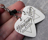 Huey Lewis and the News Guitar Pick Earrings with Black Swarovski Crystals