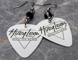 Huey Lewis and the News Guitar Pick Earrings with Black Swarovski Crystals