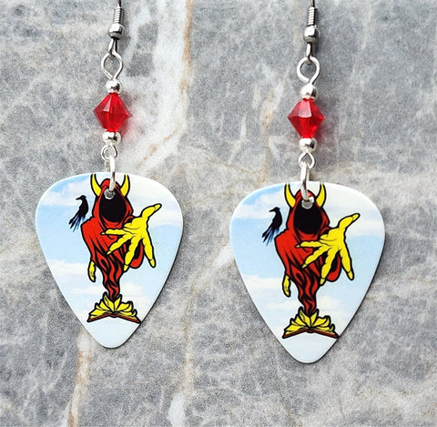 Insane Clown Posse The Wraith Guitar Pick Earrings with Red Swarovski Crystals