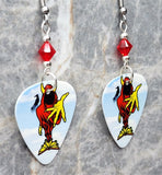 Insane Clown Posse The Wraith Guitar Pick Earrings with Red Swarovski Crystals