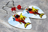 Insane Clown Posse The Wraith Guitar Pick Earrings with Red Swarovski Crystals