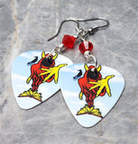 Insane Clown Posse The Wraith Guitar Pick Earrings with Red Swarovski Crystals