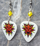 Insane Clown Posse ICP Imma Kill U Guitar Pick Earrings with Yellow Opal Swarovski Crystals