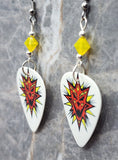 Insane Clown Posse ICP Imma Kill U Guitar Pick Earrings with Yellow Opal Swarovski Crystals