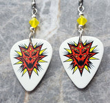 Insane Clown Posse ICP Imma Kill U Guitar Pick Earrings with Yellow Opal Swarovski Crystals