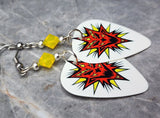 Insane Clown Posse ICP Imma Kill U Guitar Pick Earrings with Yellow Opal Swarovski Crystals