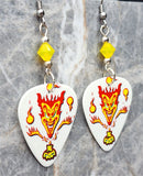 Insane Clown Posse ICP The Amazing Jeckel Bros Guitar Pick Earrings with Yellow Opal Swarovski Crystals