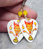 Insane Clown Posse ICP The Amazing Jeckel Bros Guitar Pick Earrings with Yellow Opal Swarovski Crystals