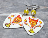 Insane Clown Posse ICP The Amazing Jeckel Bros Guitar Pick Earrings with Yellow Opal Swarovski Crystals