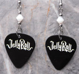 Jelly Roll Black Guitar Pick Earrings with White Swarovski Crystals