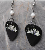 Jelly Roll Black Guitar Pick Earrings with White Swarovski Crystals