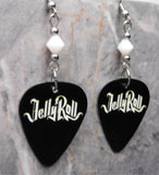 Jelly Roll Black Guitar Pick Earrings with White Swarovski Crystals