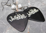 Jelly Roll Black Guitar Pick Earrings with White Swarovski Crystals