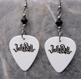 Jelly Roll White Guitar Pick Earrings with Black Swarovski Crystals