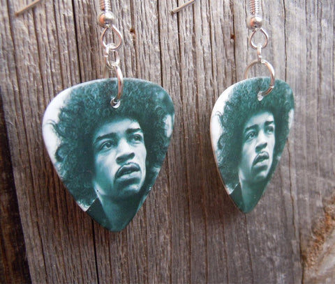Black and White Jimi Hendrix Guitar Pick Earrings