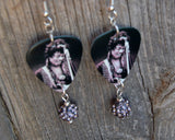 Jimi Hendrix Guitar Pick Earrings with Gray Pave Bead Dangles