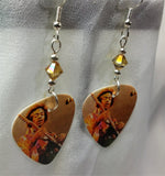 Jimi Hendrix Performing Guitar Pick Earrings with Copper Swarovski Crystals