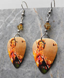 Jimi Hendrix Performing Guitar Pick Earrings with Copper Swarovski Crystals