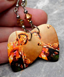 Jimi Hendrix Performing Guitar Pick Earrings with Copper Swarovski Crystals