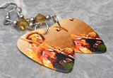 Jimi Hendrix Performing Guitar Pick Earrings with Copper Swarovski Crystals