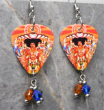 Jimi Hendrix Axis Bold As Love Guitar Pick Earrings with Swarovski Crystal Dangles