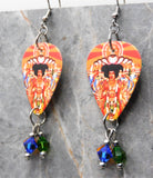 Jimi Hendrix Axis Bold As Love Guitar Pick Earrings with Swarovski Crystal Dangles