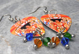 Jimi Hendrix Axis Bold As Love Guitar Pick Earrings with Swarovski Crystal Dangles