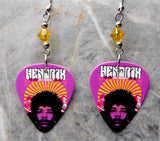 Jimi Hendrix Guitar Pick Earrings with Golden Yellow Swarovski Crystals