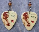 Jimi Hendrix Crash Landing Guitar Pick Earrings with Copper Swarovski Crystals
