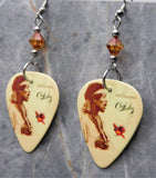 Jimi Hendrix Crash Landing Guitar Pick Earrings with Copper Swarovski Crystals