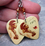 Jimi Hendrix Crash Landing Guitar Pick Earrings with Copper Swarovski Crystals