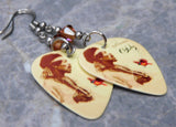 Jimi Hendrix Crash Landing Guitar Pick Earrings with Copper Swarovski Crystals