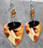 Jimi Hendrix Performing Guitar Pick Earrings with Topaz Swarovski Crystals