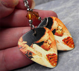 Jimi Hendrix Performing Guitar Pick Earrings with Topaz Swarovski Crystals