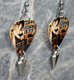 Joan Jett Guitar Pick Earrings with Spike Charm Dangles