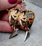 Joan Jett Guitar Pick Earrings with Spike Charm Dangles