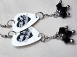 Joan Jett and the Blackhearts Guitar Pick Earrings with Black Swarovski Crystal Dangles