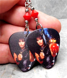 Joan Jett Cherry Bomb Guitar Pick Earrings with Red Swarovski Crystals