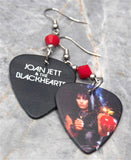 Joan Jett Cherry Bomb Guitar Pick Earrings with Red Swarovski Crystals