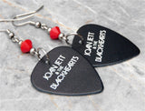 Joan Jett Cherry Bomb Guitar Pick Earrings with Red Swarovski Crystals