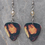 Joan Jett Guitar Pick Earrings with Champagne Colored Swarovski Crystals