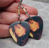 Joan Jett Guitar Pick Earrings with Champagne Colored Swarovski Crystals