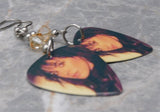 Joan Jett Guitar Pick Earrings with Champagne Colored Swarovski Crystals