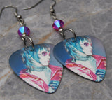 Joan Jett and The Blackhearts UnVarnished Guitar Pick Earrings with Fuchsia ABx2 Swarovski Crystals