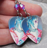 Joan Jett and The Blackhearts UnVarnished Guitar Pick Earrings with Fuchsia ABx2 Swarovski Crystals