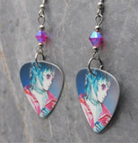 Joan Jett and The Blackhearts UnVarnished Guitar Pick Earrings with Fuchsia ABx2 Swarovski Crystals