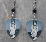 Joan Jett Guitar Pick Earrings with Black Swarovski Crystals