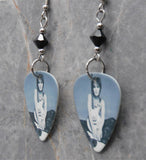 Joan Jett Guitar Pick Earrings with Black Swarovski Crystals