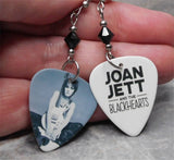Joan Jett Guitar Pick Earrings with Black Swarovski Crystals